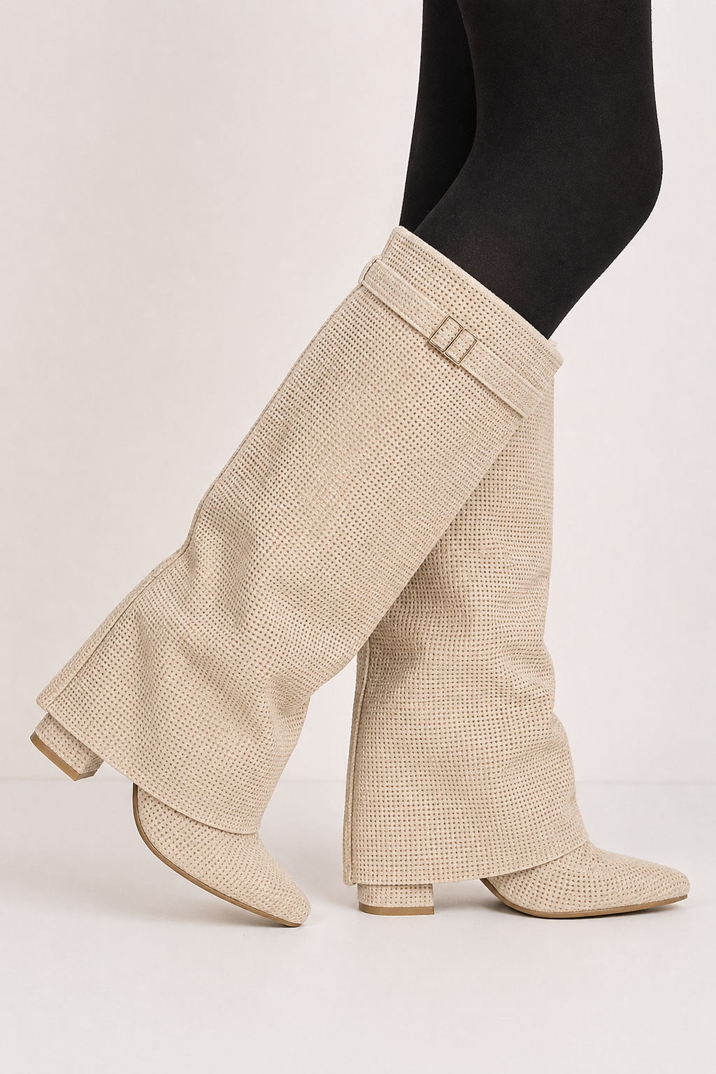 Lucia Voss Diamanté Dames Enkellaarsjes Beige